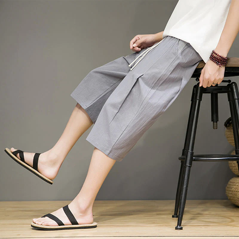 Pantaloni harem da uomo in cotone e lino, con tasche , Buddha Stones, casual, estivi, con coulisse, tinta unita - Image 19