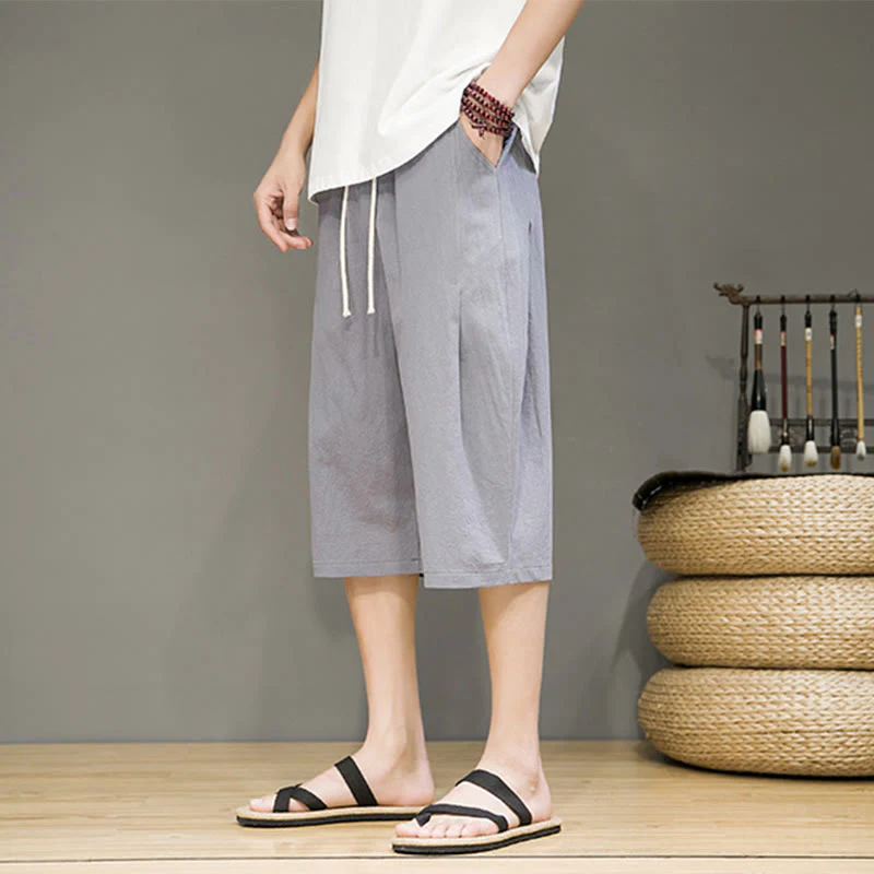 Pantaloni harem da uomo in cotone e lino, con tasche , Buddha Stones, casual, estivi, con coulisse, tinta unita - Image 20