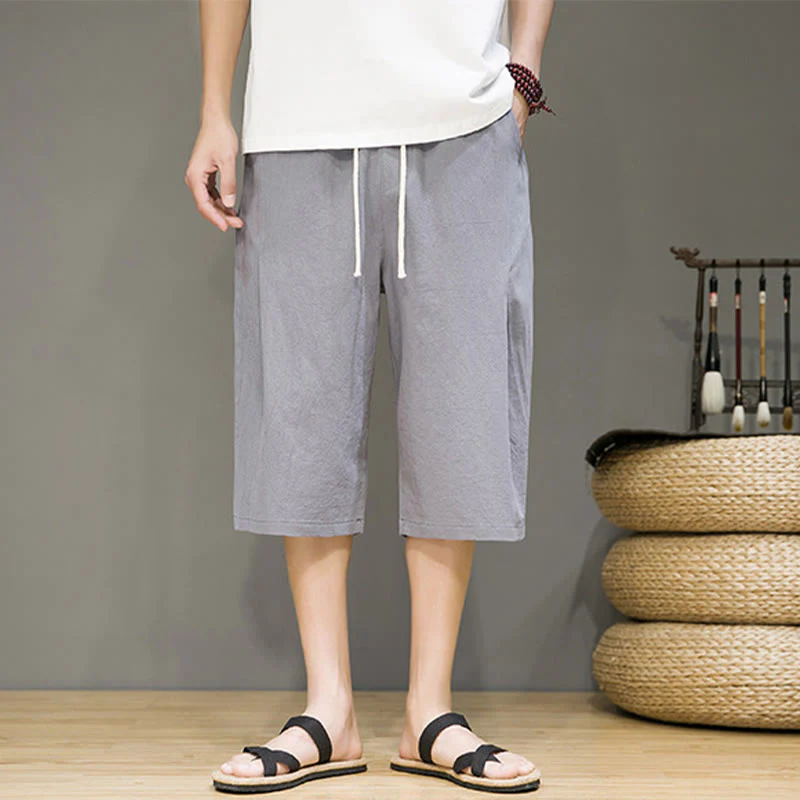 Pantaloni harem da uomo in cotone e lino, con tasche , Buddha Stones, casual, estivi, con coulisse, tinta unita - Image 21