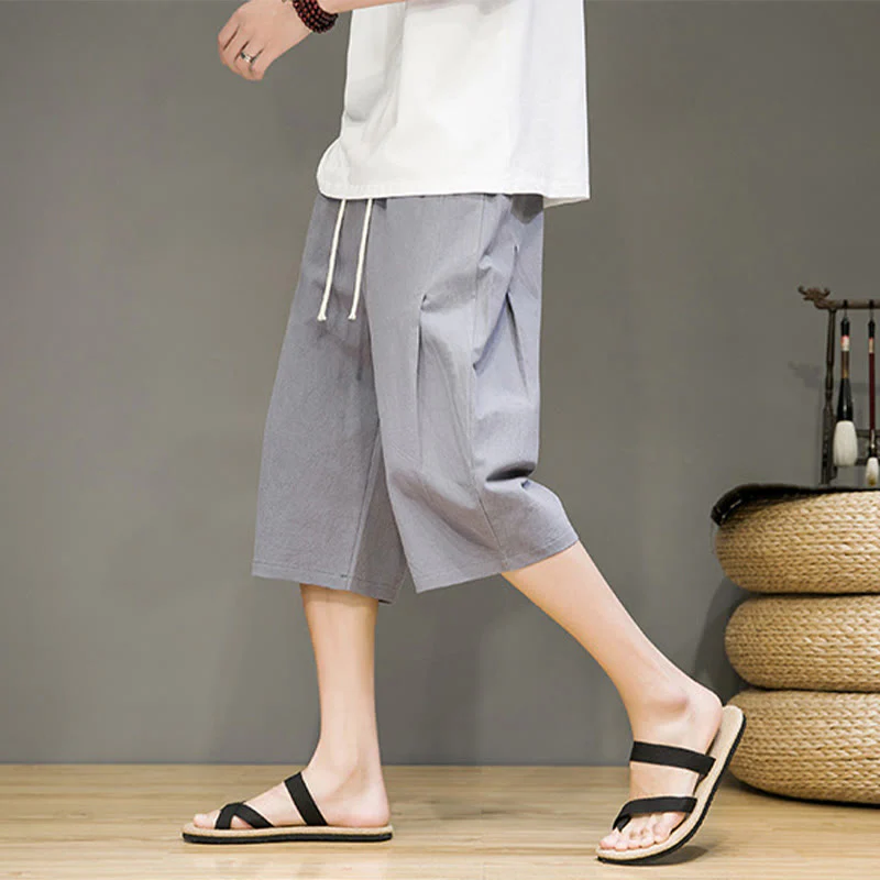 Pantaloni harem da uomo in cotone e lino, con tasche , Buddha Stones, casual, estivi, con coulisse, tinta unita - Image 23