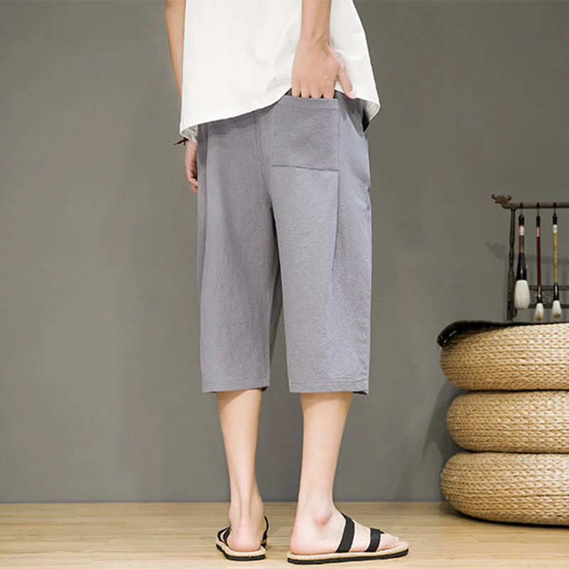 Pantaloni harem da uomo in cotone e lino, con tasche , Buddha Stones, casual, estivi, con coulisse, tinta unita - Image 24