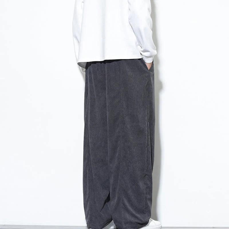 Pantaloni harem da uomo in puro cotone a coste con tasche e coulisse Buddha Stones - Image 13