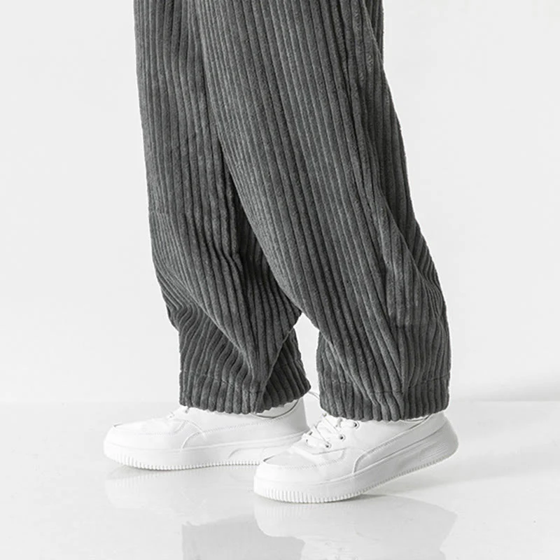 Pantaloni harem da uomo in velluto a coste con coulisse e tasche, stile retrò invernale, modello Buddha Stones - Image 9