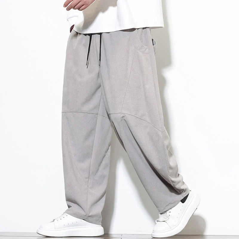 Pantaloni harem da uomo in velluto a coste di cotone con tasche e coulisse in tinta unita con motivo Buddha Stones - Image 11