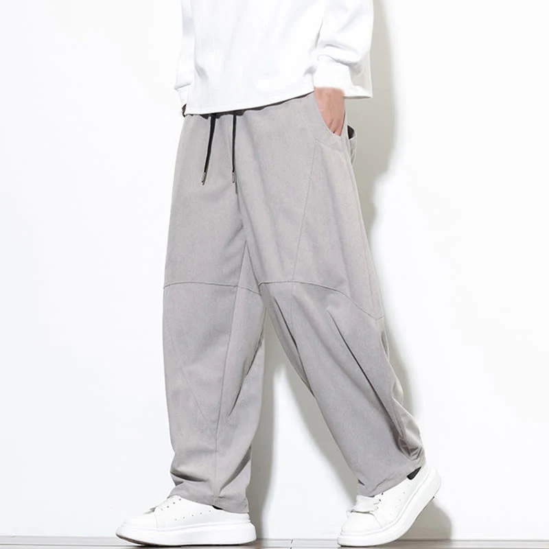 Pantaloni harem da uomo in velluto a coste di cotone con tasche e coulisse in tinta unita con motivo Buddha Stones - Image 12