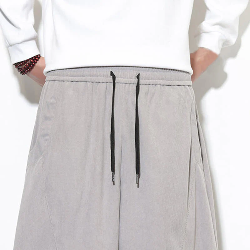 Pantaloni harem da uomo in velluto a coste di cotone con tasche e coulisse in tinta unita con motivo Buddha Stones - Image 17