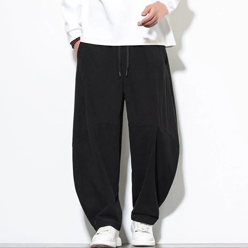 Pantaloni harem da uomo in velluto a coste di cotone con tasche e coulisse in tinta unita con motivo Buddha Stones - Image 22