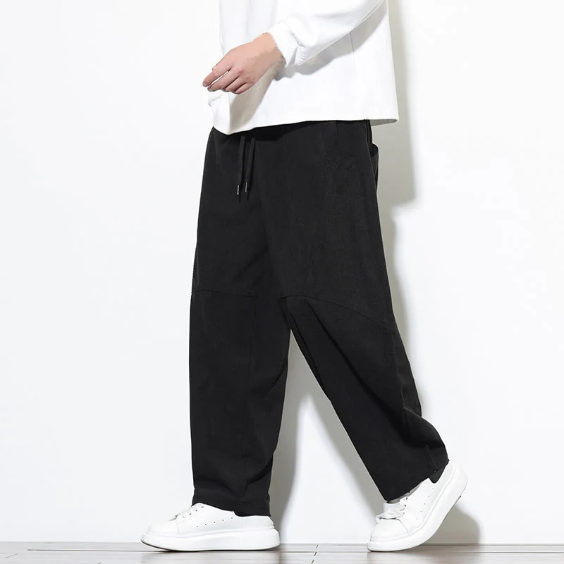 Pantaloni harem da uomo in velluto a coste di cotone con tasche e coulisse in tinta unita con motivo Buddha Stones - Image 23