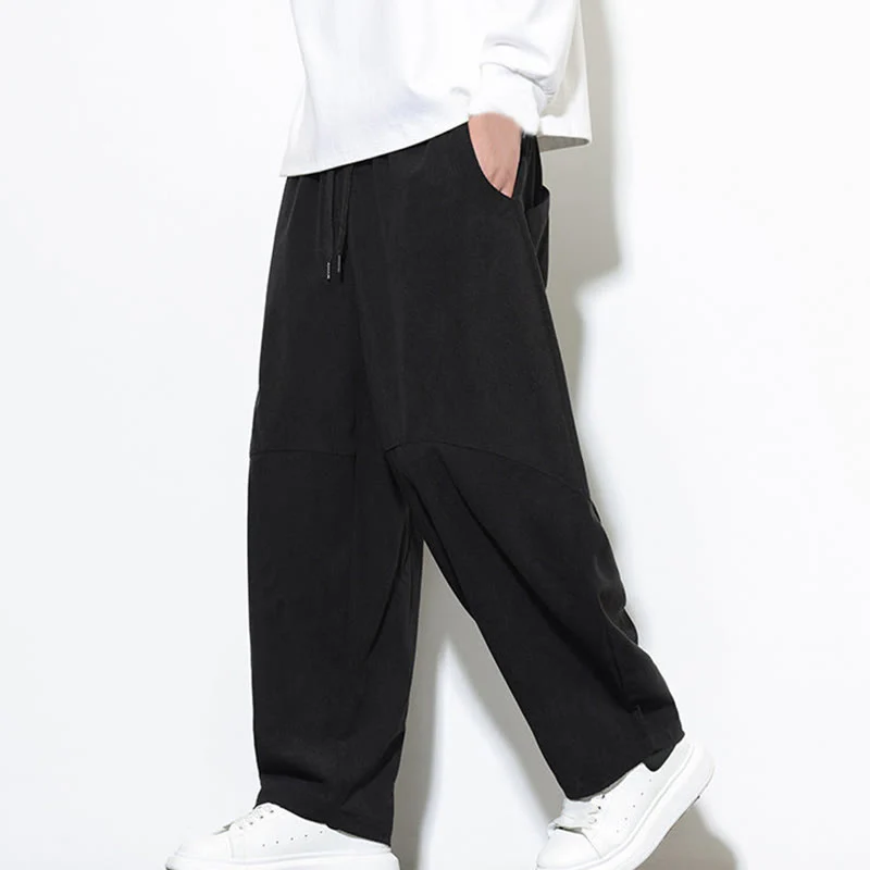 Pantaloni harem da uomo in velluto a coste di cotone con tasche e coulisse in tinta unita con motivo Buddha Stones - Image 26