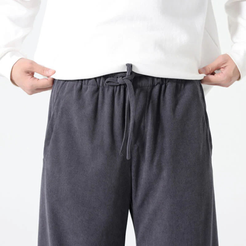 Pantaloni harem da uomo in velluto a coste di cotone con tasche e coulisse, modello Buddha Stones Spring Pure Color - Image 8