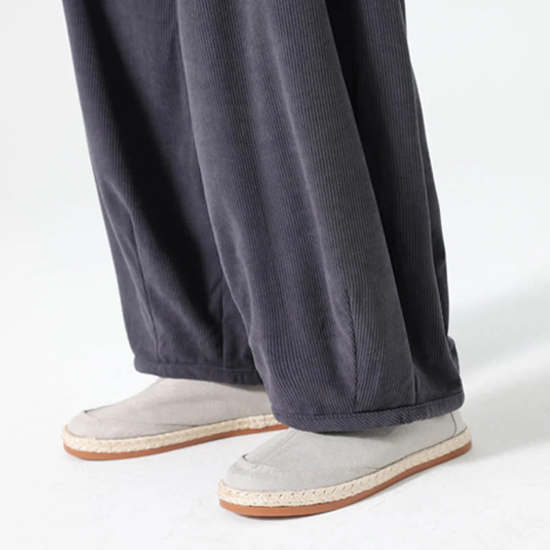 Pantaloni harem da uomo in velluto a coste di cotone con tasche e coulisse, modello Buddha Stones Spring Pure Color - Image 9
