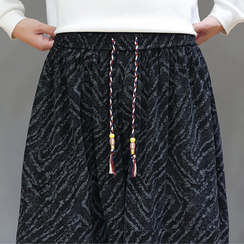 Pantaloni harem da uomo in velluto a coste di cotone e lino con tasche e coulisse, motivo Buddha Stones Fall Texture - Image 20