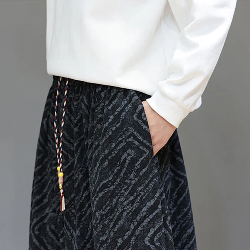 Pantaloni harem da uomo in velluto a coste di cotone e lino con tasche e coulisse, motivo Buddha Stones Fall Texture - Image 21