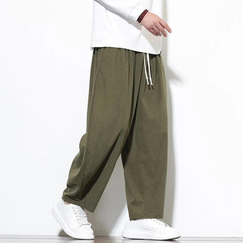 Pantaloni harem da uomo in velluto a coste di puro cotone con tasche, alla caviglia , Buddha Stones - Image 3