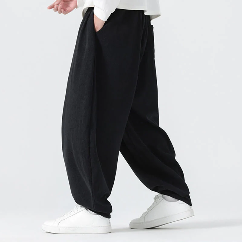 Pantaloni harem da uomo in velluto a coste tinta unita con tasche Buddha Stones Fall - Image 9