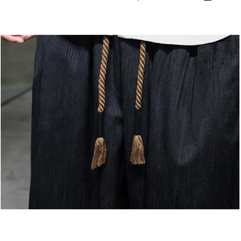 Pantaloni harem da uomo termici con coulisse in velluto a coste tinta unita Buddha Stones con tasche - Image 20
