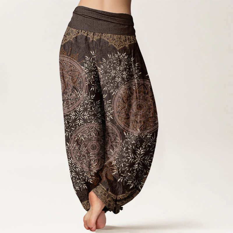 Pantaloni harem da donna con elastico in vita, motivo mandala in cotone con Buddha Stones - Image 7