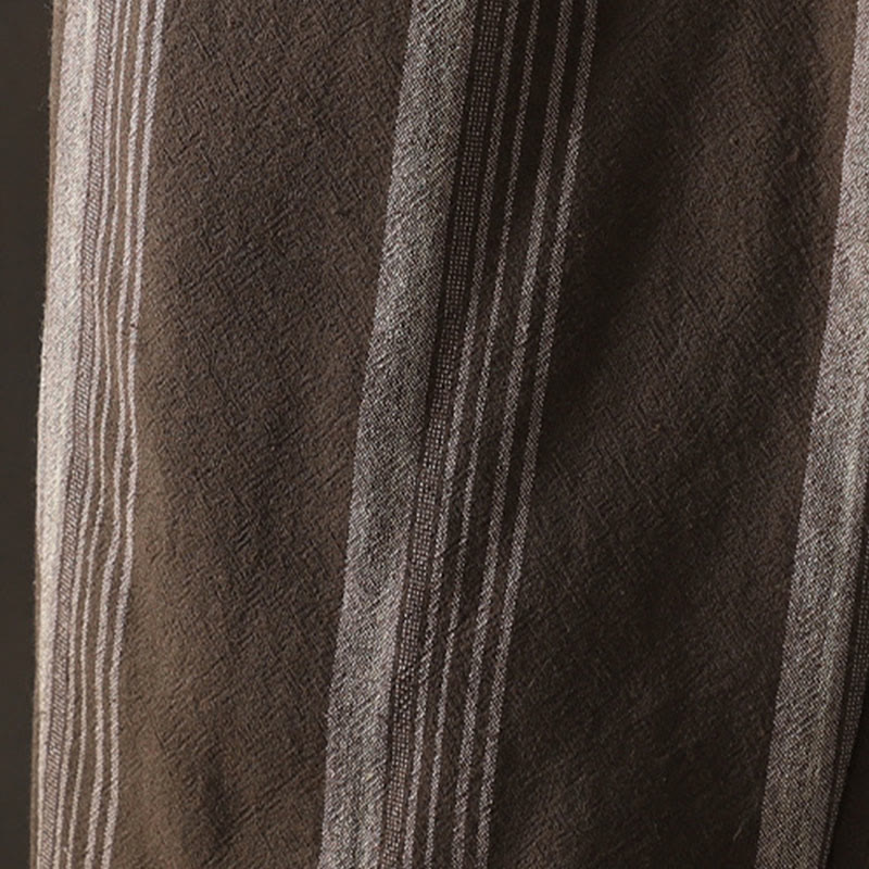 Pantaloni harem da donna in cotone a righe termiche Buddha Stones Commute con tasche - Image 7