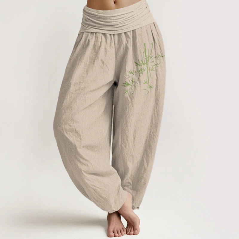 Pantaloni harem in cotone con elastico in vita, motivo Buddha Stones - Image 12