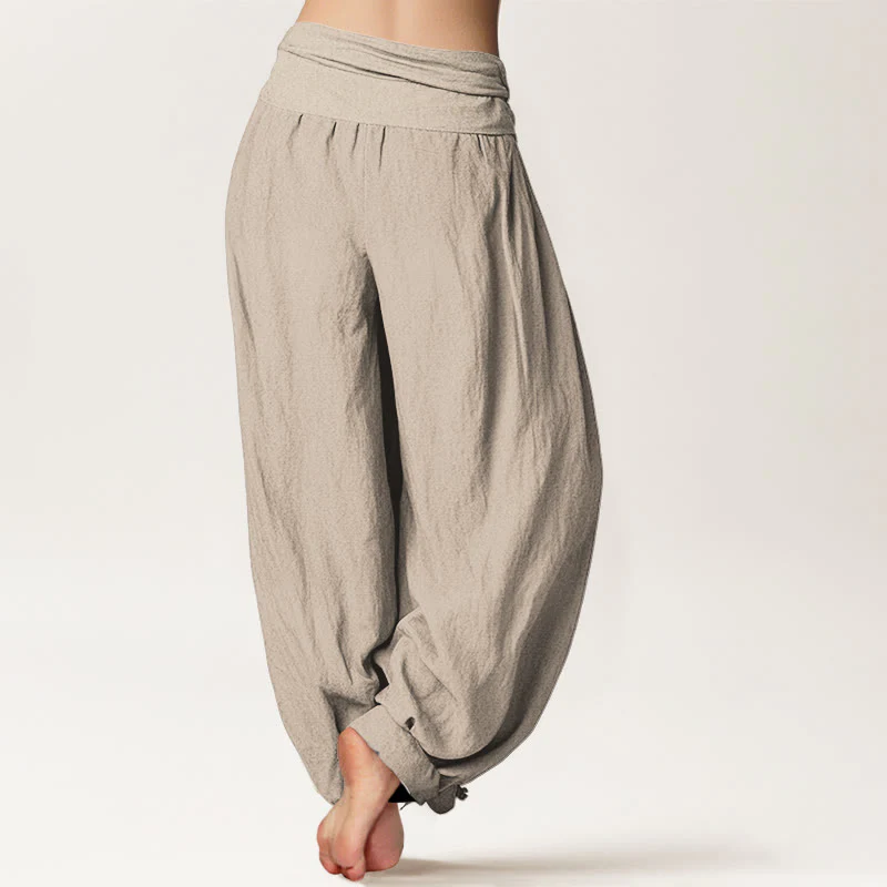 Pantaloni harem in cotone con elastico in vita, motivo Buddha Stones - Image 14
