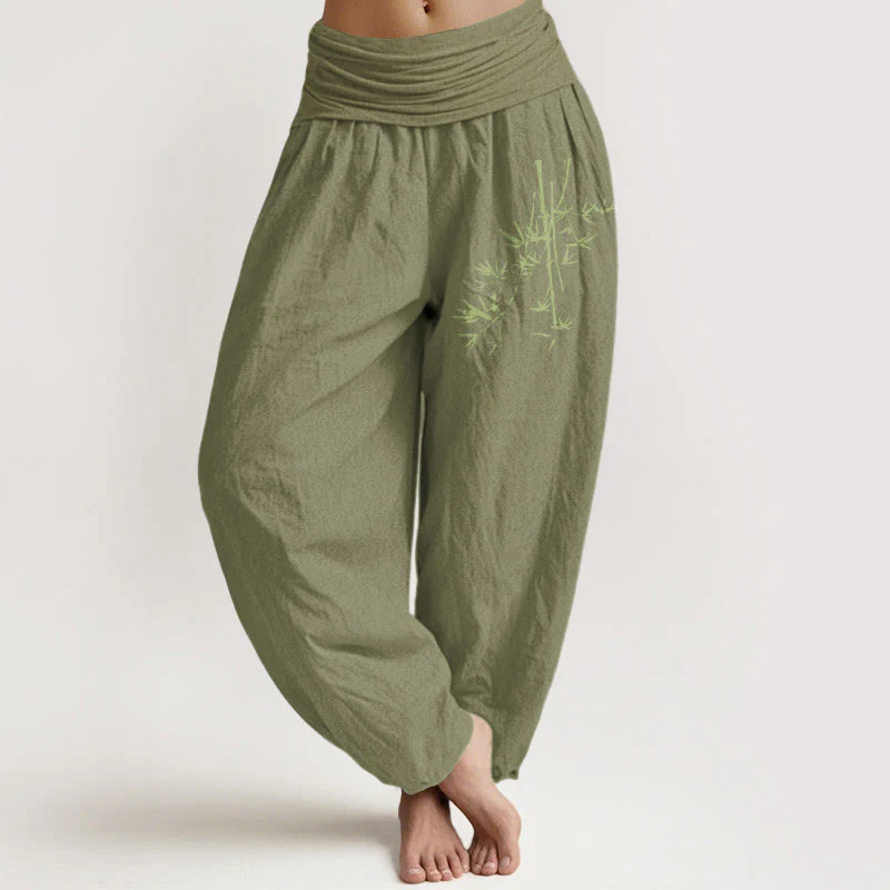 Pantaloni harem in cotone con elastico in vita, motivo Buddha Stones - Image 15