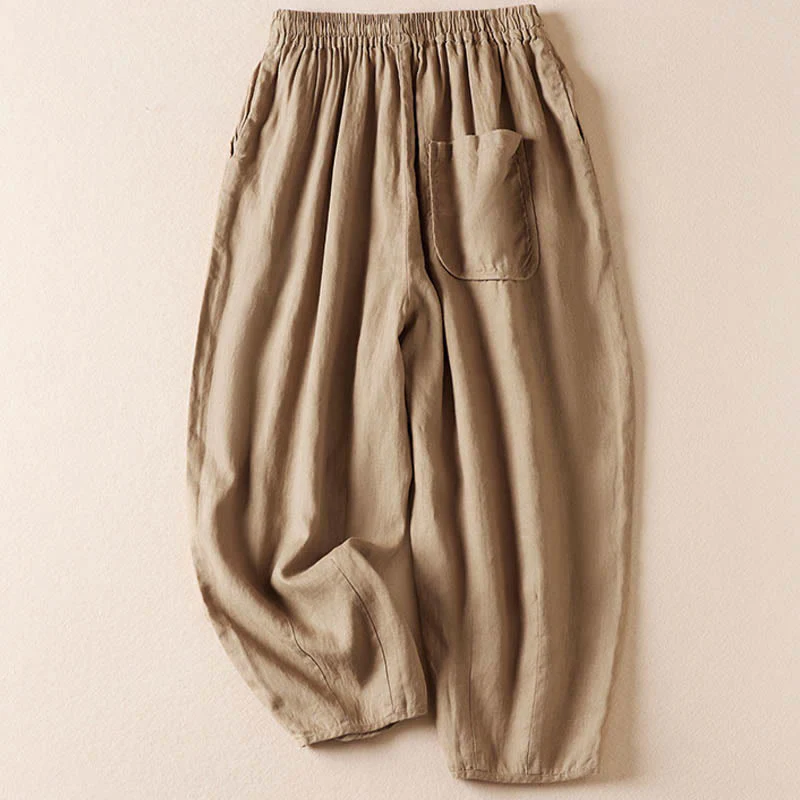 Pantaloni harem con ricamo di piccoli fiori estivi Buddha Stones e tasche - Image 4