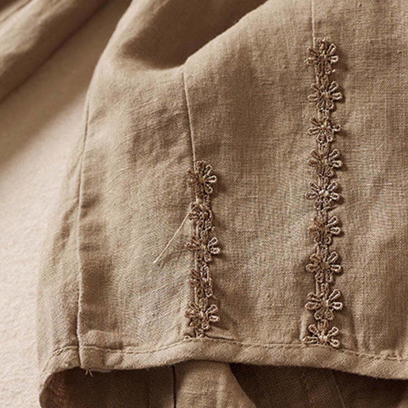 Pantaloni harem con ricamo di piccoli fiori estivi Buddha Stones e tasche - Image 5