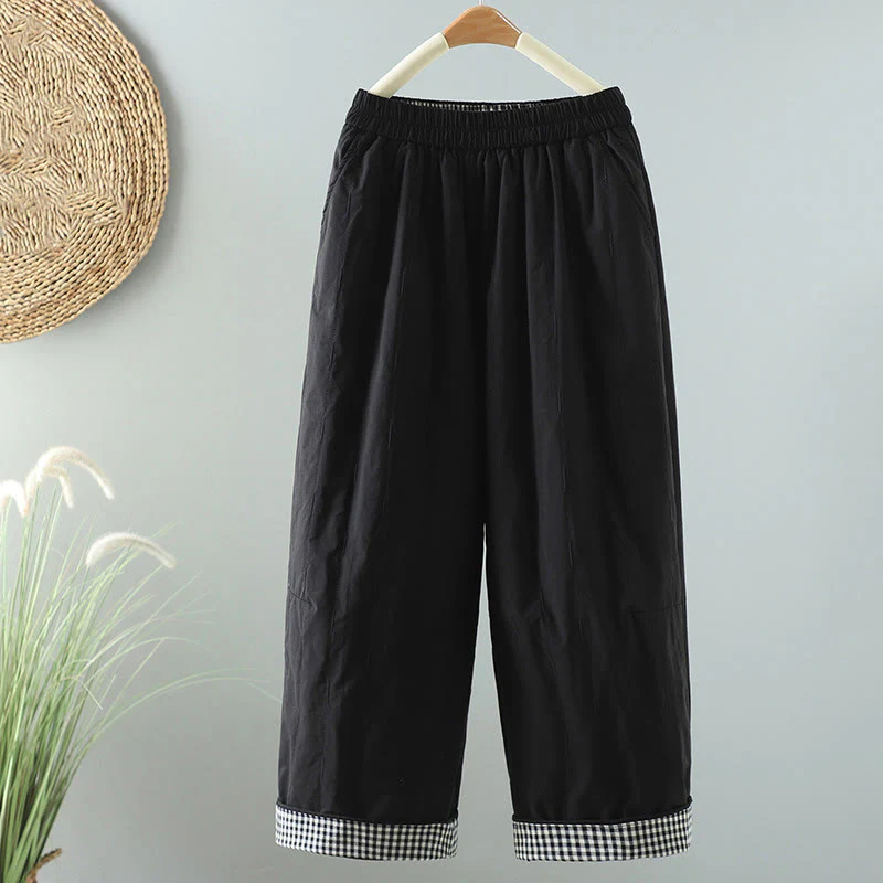Pantaloni harem invernali da donna in cotone alla caviglia con tasche, Buddha Stones