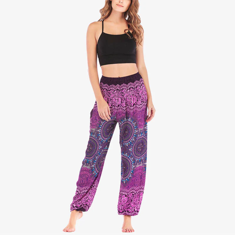 Pantaloni harem larghi Boho Buddha Stones Pantaloni yoga da donna - Image 3