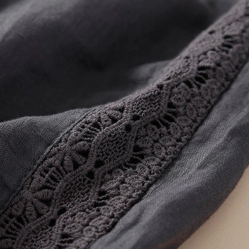 Pantaloni harem larghi con coulisse e tasche, motivo floreale in tinta unita con Buddha Stones - Image 17