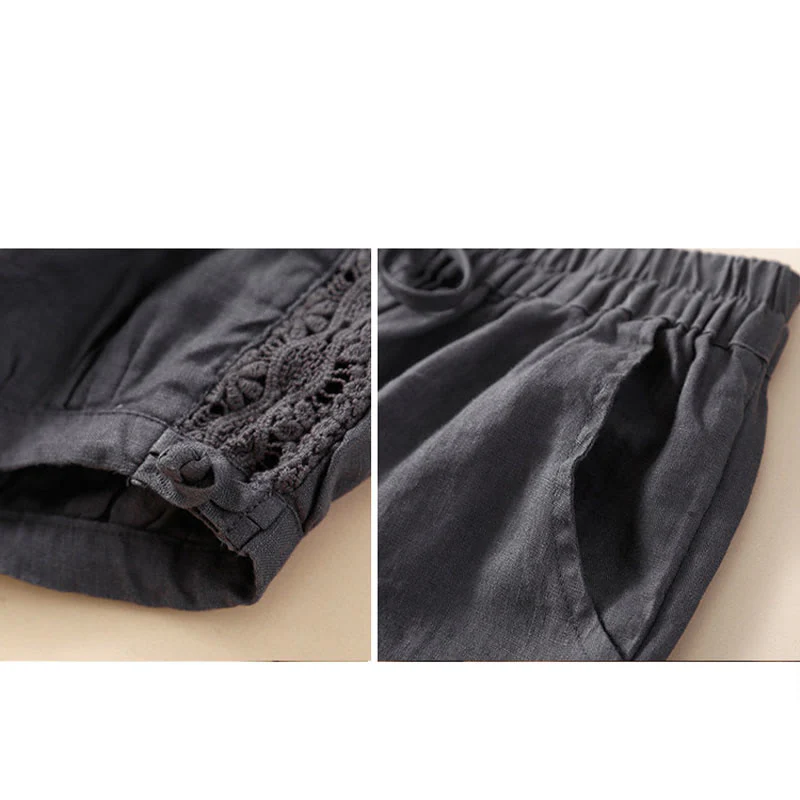 Pantaloni harem larghi con coulisse e tasche, motivo floreale in tinta unita con Buddha Stones - Image 20