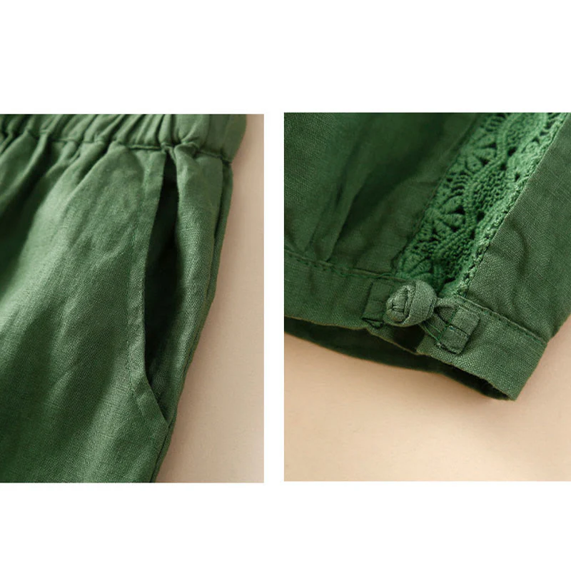Pantaloni harem larghi con coulisse e tasche, motivo floreale in tinta unita con Buddha Stones - Image 23