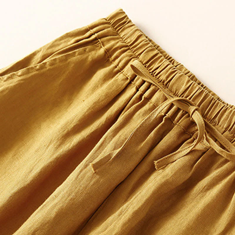 Pantaloni harem larghi con coulisse e tasche, motivo floreale in tinta unita con Buddha Stones - Image 31