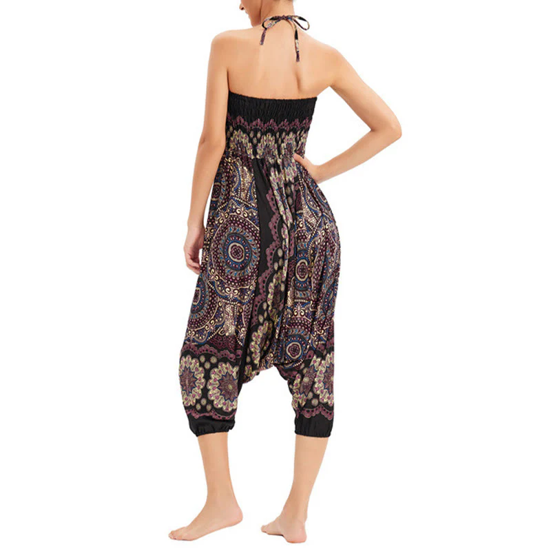 Pantaloni harem larghi con motivo a fiori mandala, pantaloni a vita alta, pantaloni da tuta, pantaloni da due stili Buddha Stones - Image 13