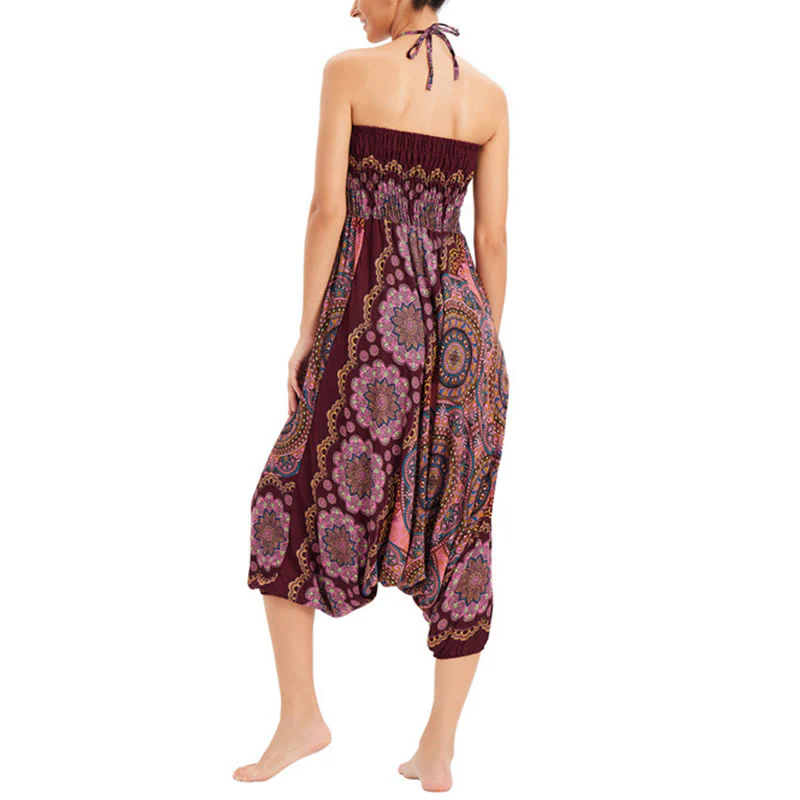 Pantaloni harem larghi con motivo a fiori mandala, pantaloni a vita alta, pantaloni da tuta, pantaloni da due stili Buddha Stones - Image 19