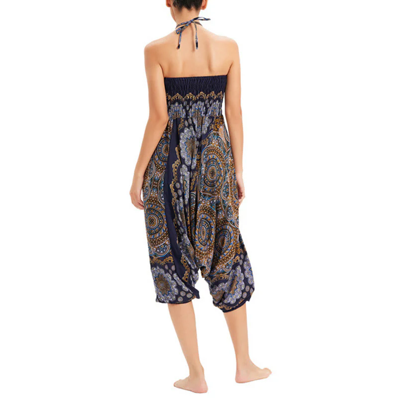 Pantaloni harem larghi con motivo a fiori mandala, pantaloni a vita alta, pantaloni da tuta, pantaloni da due stili Buddha Stones - Image 27