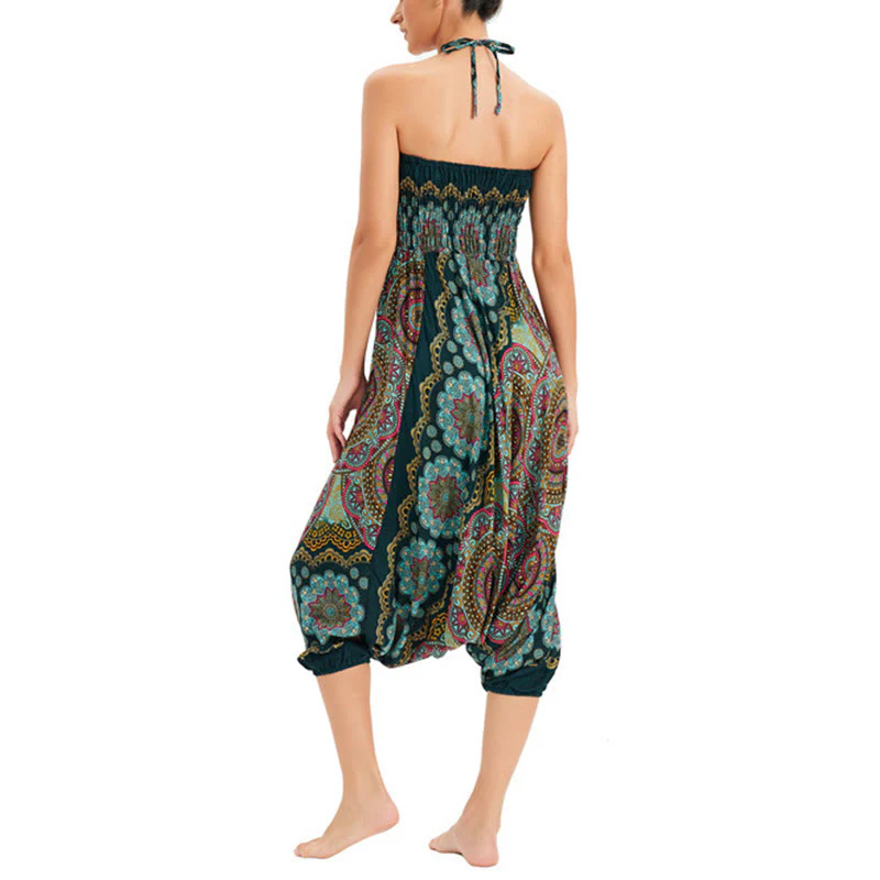 Pantaloni harem larghi con motivo a fiori mandala, pantaloni a vita alta, pantaloni da tuta, pantaloni da due stili Buddha Stones - Image 6
