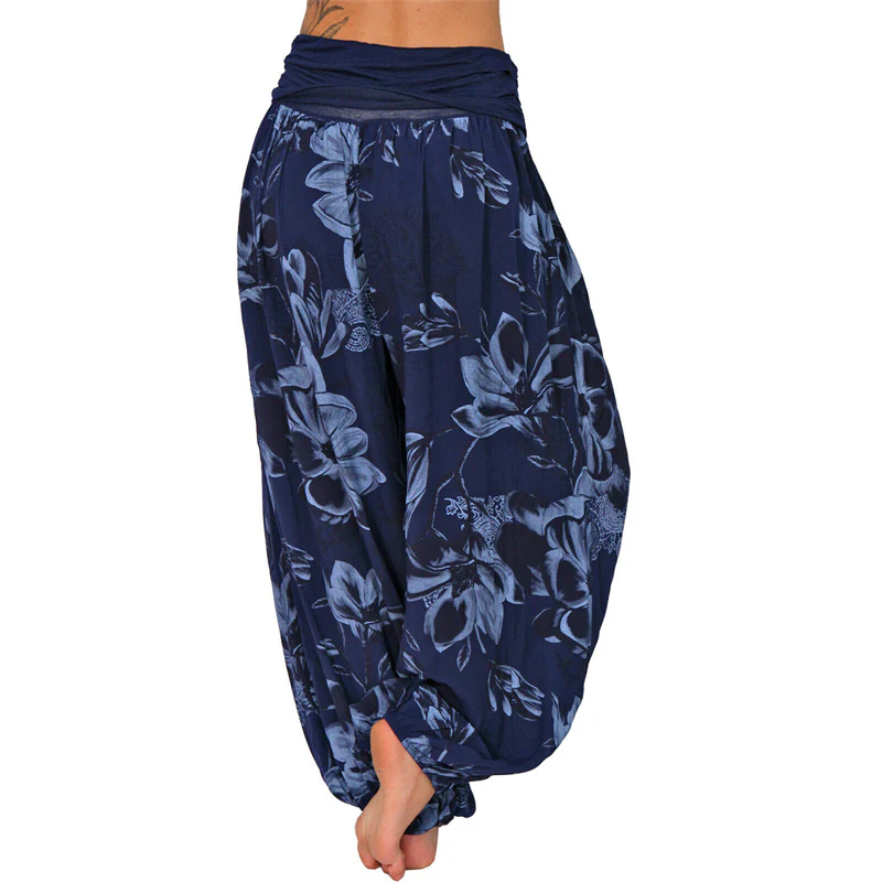 Pantaloni harem larghi con motivo a foglie di fiore Buddha Stones, pantaloni da yoga da donna - Image 28
