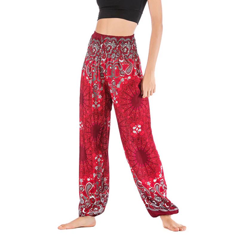 Pantaloni harem larghi con motivo geometrico mandala Buddha Stones, pantaloni da yoga da donna a vita alta - Image 19
