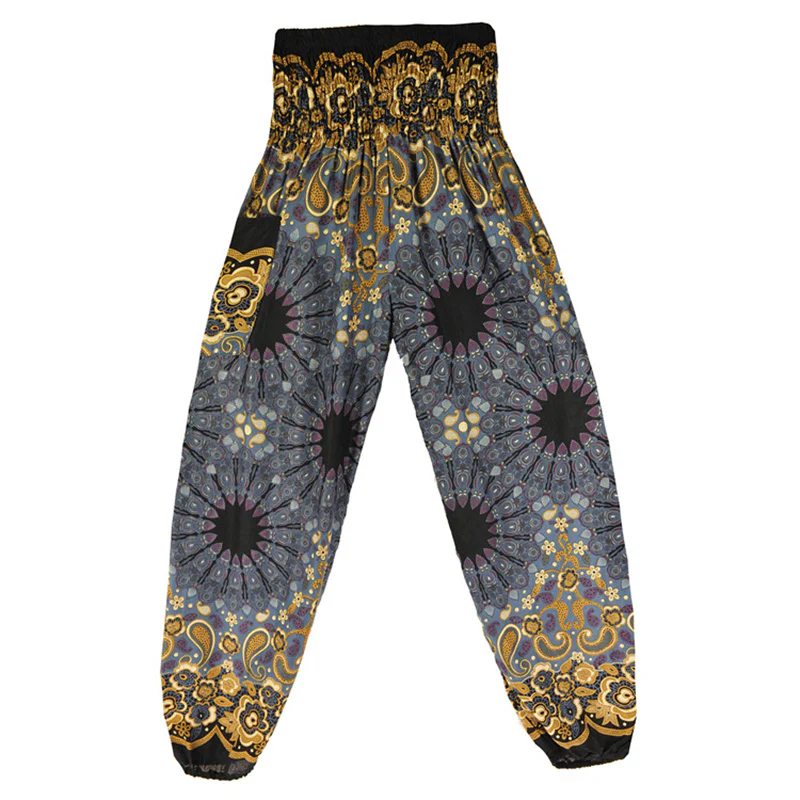Pantaloni harem larghi con motivo geometrico mandala Buddha Stones, pantaloni da yoga da donna a vita alta - Image 32