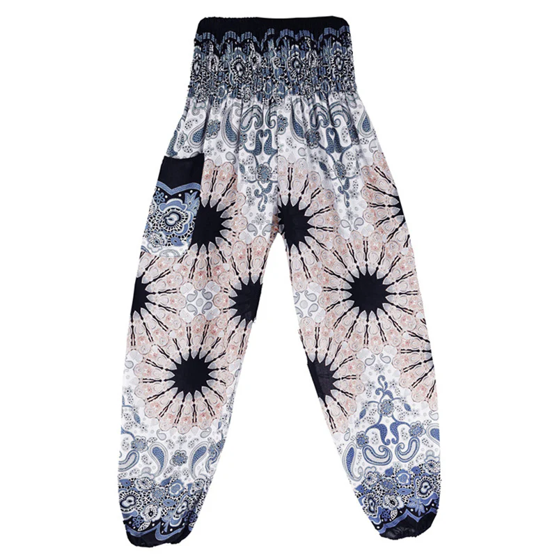 Pantaloni harem larghi con motivo geometrico mandala Buddha Stones, pantaloni da yoga da donna a vita alta - Image 5