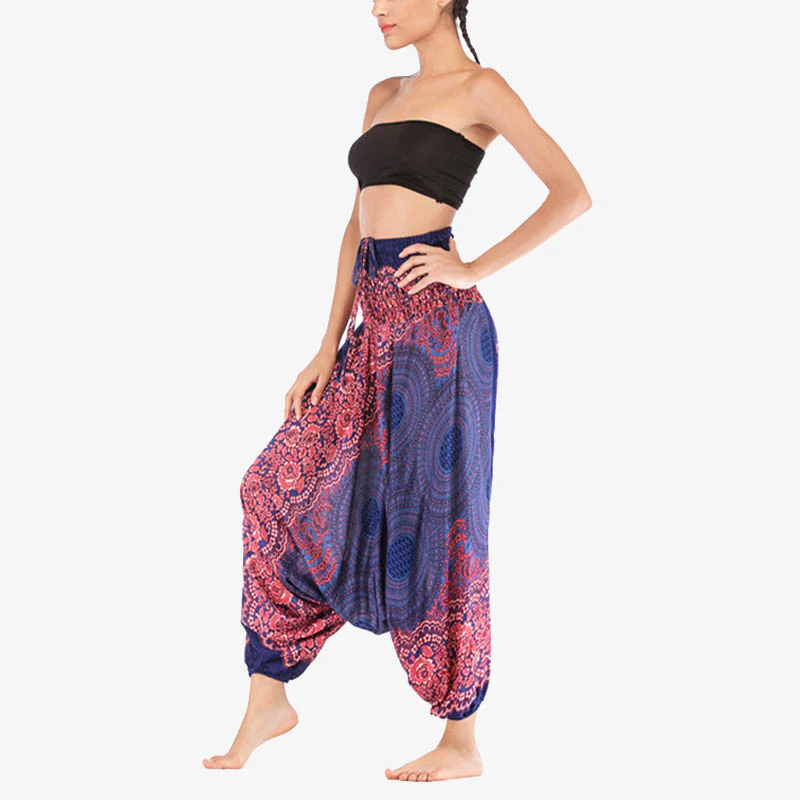 Pantaloni harem larghi con motivo geometrico rotondo Buddha Stones, due stili, tuta, pantaloni da yoga da donna a vita alta - Image 13