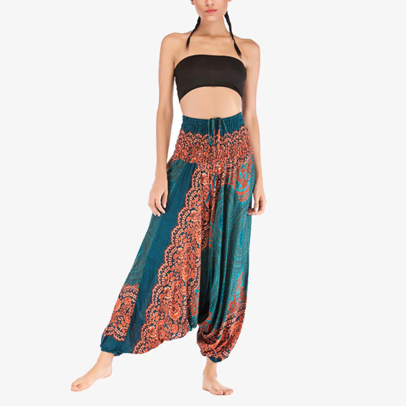 Pantaloni harem larghi con motivo geometrico rotondo Buddha Stones, due stili, tuta, pantaloni da yoga da donna a vita alta - Image 21