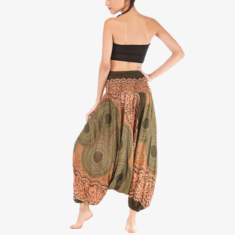 Pantaloni harem larghi con motivo geometrico rotondo Buddha Stones, due stili, tuta, pantaloni da yoga da donna a vita alta - Image 39