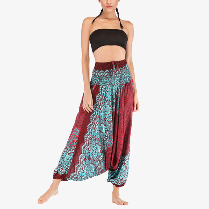 Pantaloni harem larghi con motivo geometrico rotondo Buddha Stones, due stili, tuta, pantaloni da yoga da donna a vita alta - Image 4