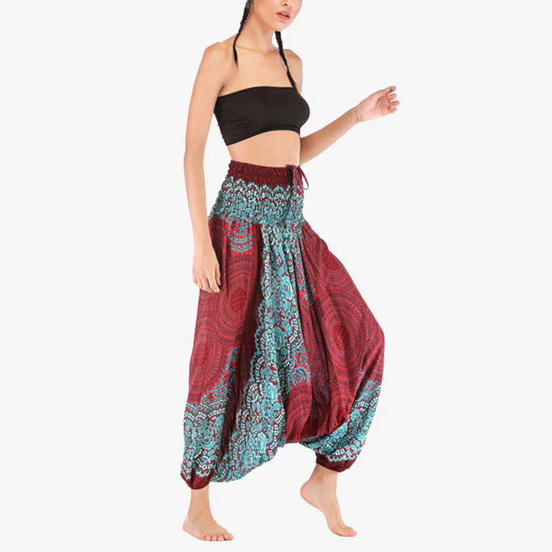 Pantaloni harem larghi con motivo geometrico rotondo Buddha Stones, due stili, tuta, pantaloni da yoga da donna a vita alta - Image 6
