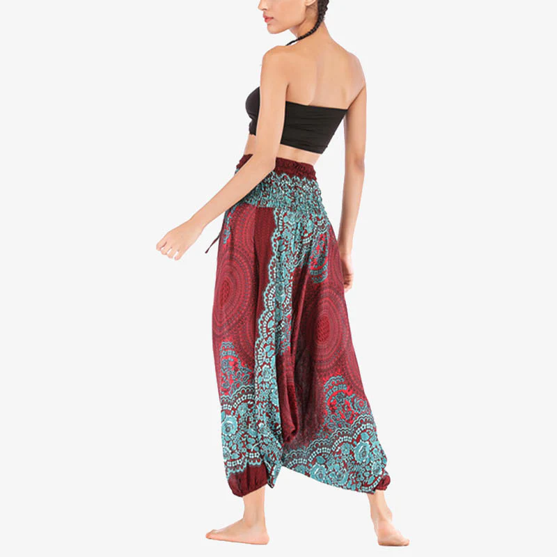 Pantaloni harem larghi con motivo geometrico rotondo Buddha Stones, due stili, tuta, pantaloni da yoga da donna a vita alta - Image 7