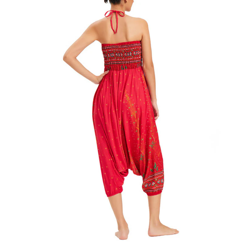 Pantaloni harem larghi e arricciati in piuma di pavone, pantaloni a vita alta, tuta, Buddha Stones Two Style - Image 25