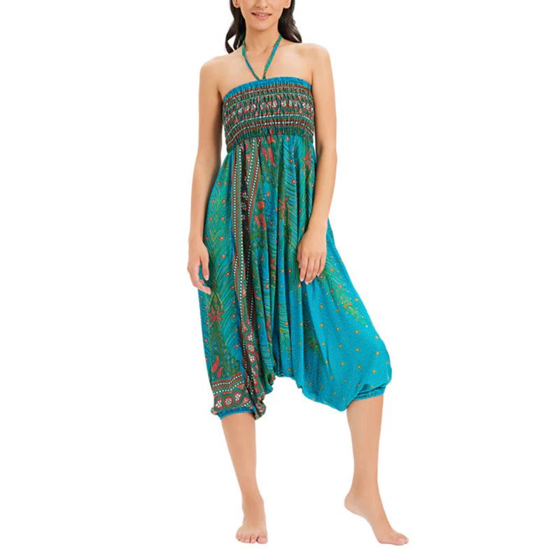 Pantaloni harem larghi e arricciati in piuma di pavone, pantaloni a vita alta, tuta, Buddha Stones Two Style - Image 30