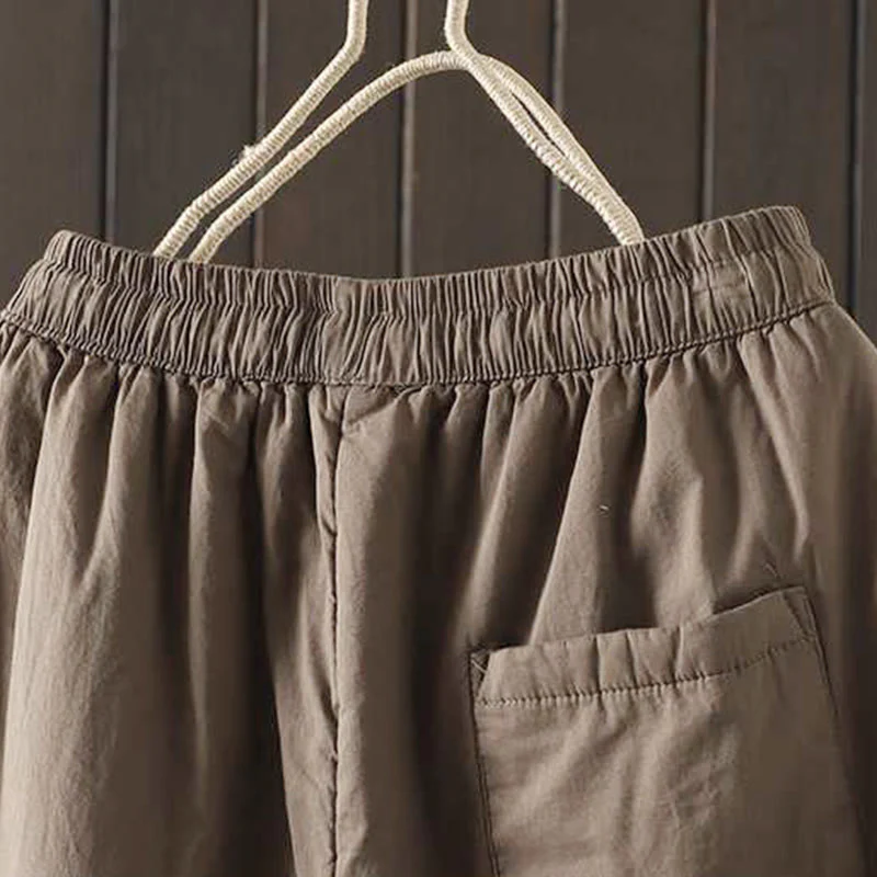 Pantaloni harem termici invernali con coulisse e fodera in pile da donna Buddha Stones con tasche - Image 5